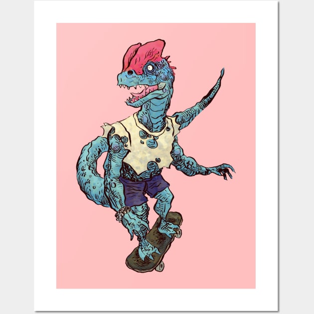 Dilophosaurus Skates Wall Art by jesse.lonergan